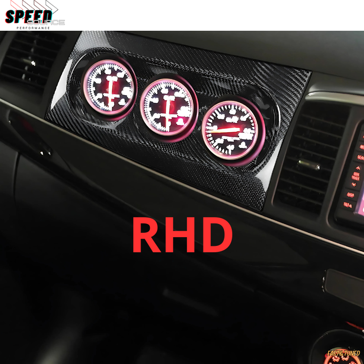 MITSUBISHI LANCER EVO X - Insert de tableau de bord en Fibre de carbone avec compartiment à jauges