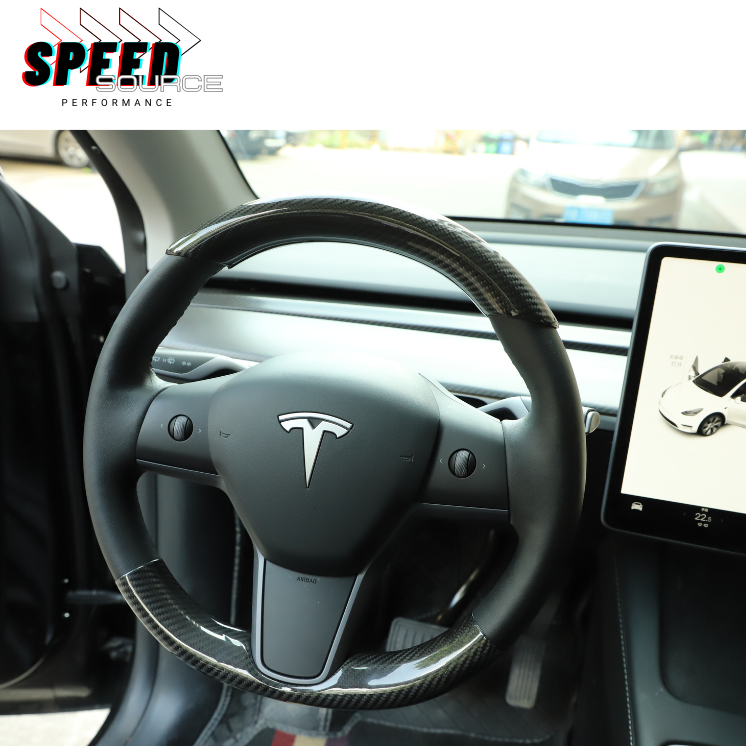 TESLA Model 3 - Inserts volant en fibre de carbone dry