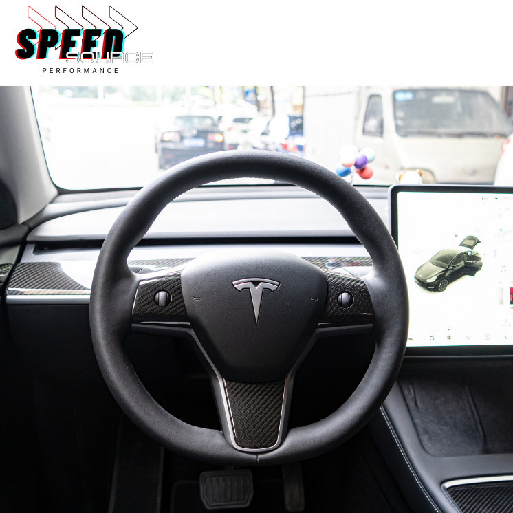 TESLA Model 3 - Inserts de volant en fibre de carbone dry