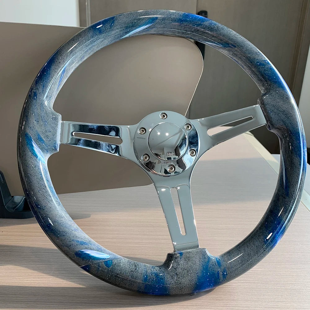 volant sport chrome et bois