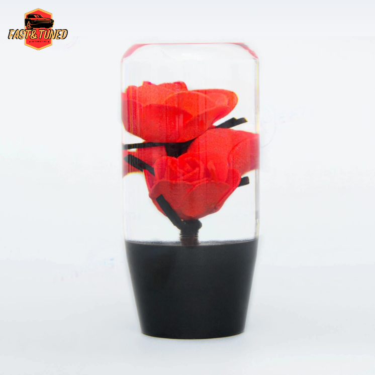 pommeau de vitesse acrylique fleur rose