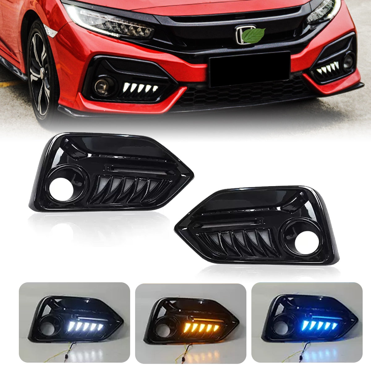 HONDA Civic 10gen - Caches antibrouillards à LED "Panther"
