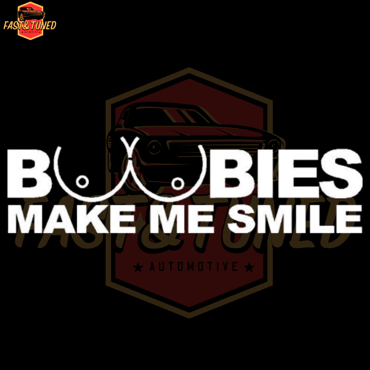 sticker boobies make me smile blanc
