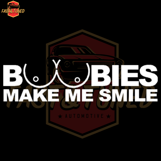 sticker boobies make me smile blanc